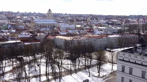 Vilnius Old Town in Winter Stock Footage 240546735