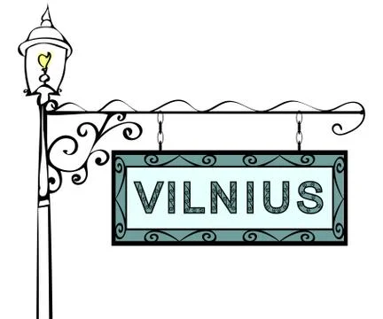 Vilnius retro vintage lamppost pointer Stock Illustration