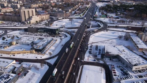 Vilnius road timelapse in winter Stock Footage 168819435