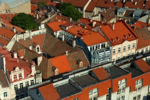 Vilnius rooftops from above Stock Photos