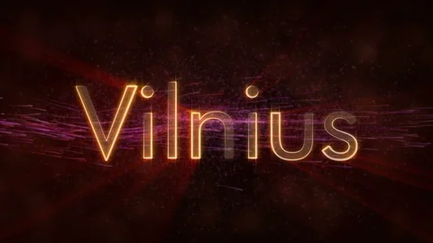 Vilnius - Shiny looping city name in Lithuania, text animation Stock Footage 99607213
