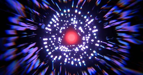 Viloet Abstract Infinity Triangle In Tunnel Changes Aggressively To Red Stock Footage 168186939