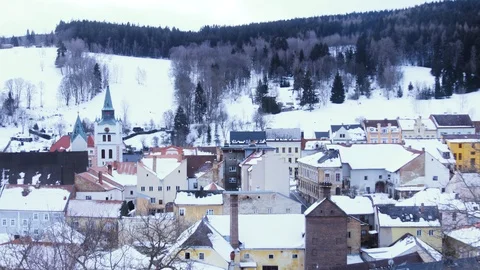 Vimperk in winter.  Time lapse. Stock Footage 106723926