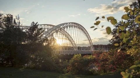 Vimy Memorial Bridge Ottawa Day to Night Timelapse Stock Footage 143288889