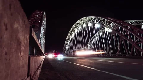 Vimy Memorial Bridge Ottawa Night Low Angle Timelapse Stock Footage 143288280