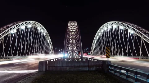 Vimy Memorial Bridge Ottawa Night Center Timelapse Stock Footage 143288539