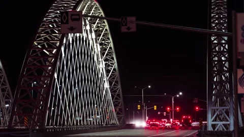 Vimy Memorial Bridge Ottawa Night Far Timelapse Stock Footage 143288810