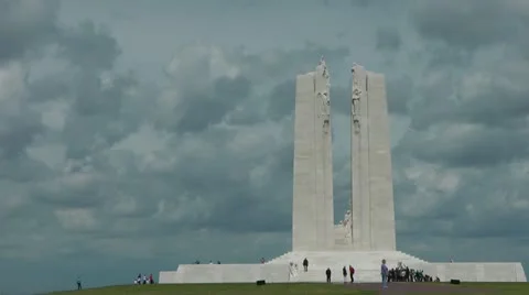 Vimy Ridge World War One Canadian Memorial on Battlefield Stock Footage