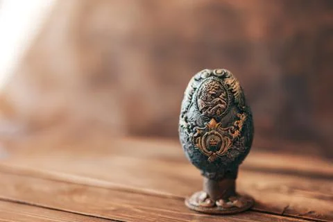 Vinage Easter egg decorated with papier-mache hand made. Stock Photos