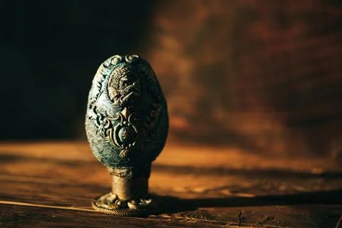 Vinage Easter egg decorated with papier-mache hand made. Stock Photos