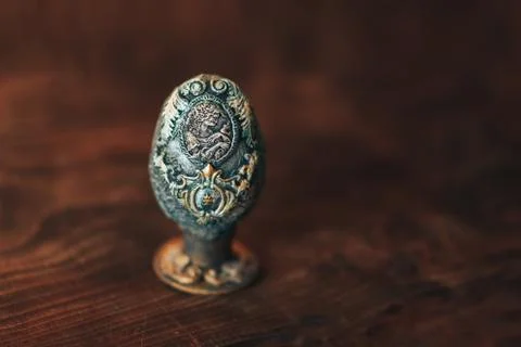Vinage Easter egg decorated with papier-mache hand made. Stock Photos