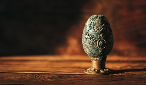 Vinage Easter egg decorated with papier-mache hand made. Stock Photos