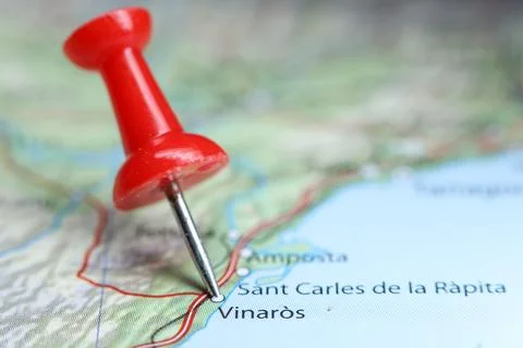 Vinaros, Spain pin on map Stock Photos