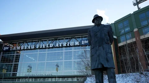 Vince Lombardi Statue - Green Bay Packers Stock Footage