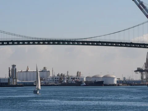 Vincent Thomas Bridge Stock Footage 77157906