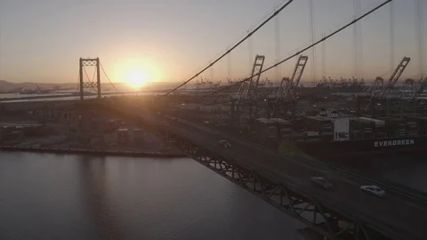 Vincent Thomas Bridge Long Beach Wide Stock Footage 84999634