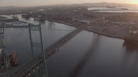 Vincent Thomas Bridge Long Beach Stock Footage 85000620