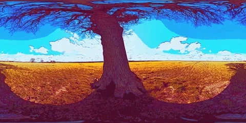 Vincent Van Gogh Style 360 VR Tree Of Life Paint Park Landscape Art Stock-Footage 171998717