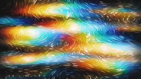 Vincent Van Gogh Style Impressionist Oil Paint Swirl Background Stock Footage 337063693