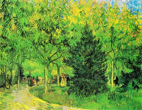 Vincent van Gogh's Path in the Park of Arles with Walkers (1888) famous pai.. Stock Illustration