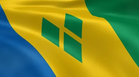 Vincentian flag in the wind Fotos Stock