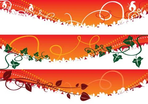 Vine floral  Background Web Banners set, vector illustration Illustrazione stock