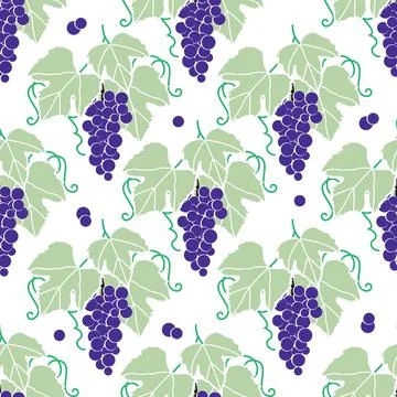 Vine grapes Seamless pattern illustration Stock Illustration