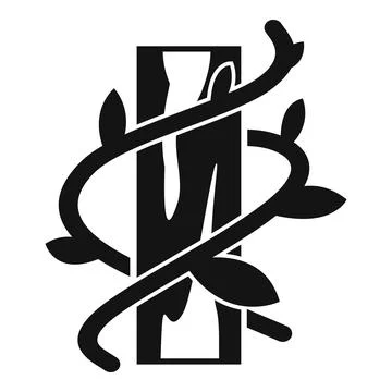 Vine growing around abstract tree trunk logo Stock Illustration