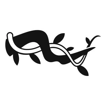 Vine growing around tree branch silhouette icon Stock Illustration