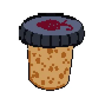 Vine wine cork bottle pixel art vector illustration Stock Illustration