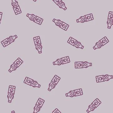 Vinegar condiment line vector seamless pattern Illustrazione stock