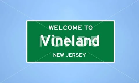 Vineland, New Jersey city limit sign. Town sign from the USA.: Royalty ...