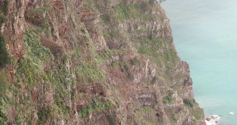 Vines growing on a constructed terrace plot on the steep sea cliffs on Cabo G Vídeos de archivo 239447799