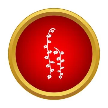 Vines with leaves growing on a red button 库存插图