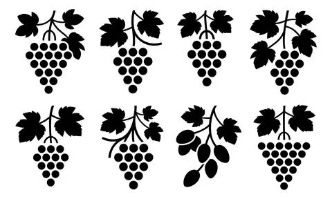 Vineyard grape silhouette collection fruit icon vector design Stock Illustration