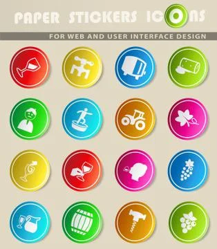 Vineyard icon set Stock Illustration