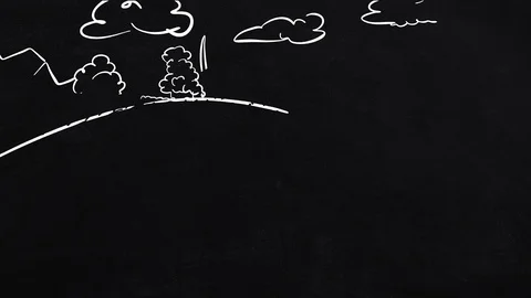 Vineyard landscape - self-drawing lines on blackboard Stock Footage 109345407