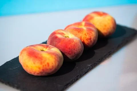 Vineyard peaches in a row Stock Photos
