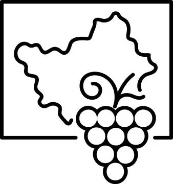 Vineyard region map scheme with grape cluster 스톡 일러스트
