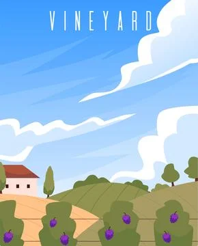 Vineyard view with text vector illustration Stock Illustration