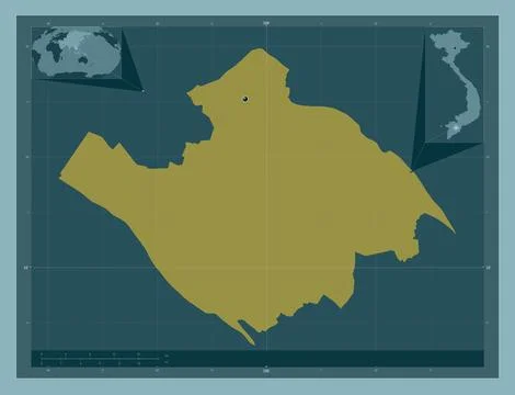 Vinh Long, Vietnam. Solid color shape. Locations of major cities of the regio Stock Illustration