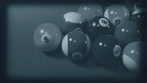 Vintage 16mm Ball Breaks Triangle Pool Game Stock Footage 341886107