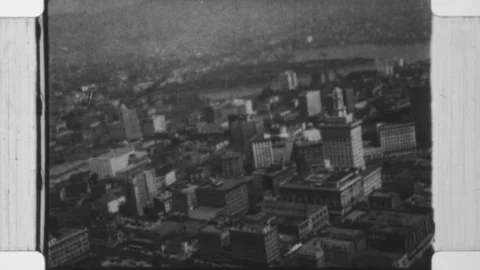 Vintage 16mm film 1924 Oakland aerial Memorial Stadium Stock Footage