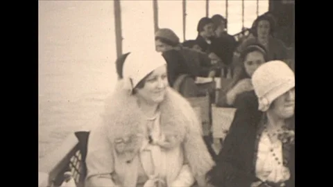 Vintage 16mm film, 1931 Chicago, people on ferry #1 Stock Footage