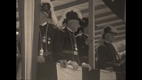 Vintage 16mm film, 1937 Chicago, Knights Templar parade Stock Footage