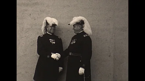 Vintage 16mm film, 1937 Chicago, Knights Templar in and out commanders Stock Footage