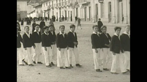 Vintage 16mm film, 1938, Columbia, schoolchildren Stock Footage