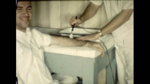Vintage 16mm film 1959 NJ hospital patient electrical stimulation Stock Footage