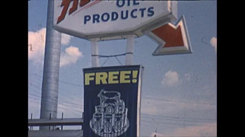 Vintage 16mm film, 1963 Kentucky, ashland gas station Stock Footage