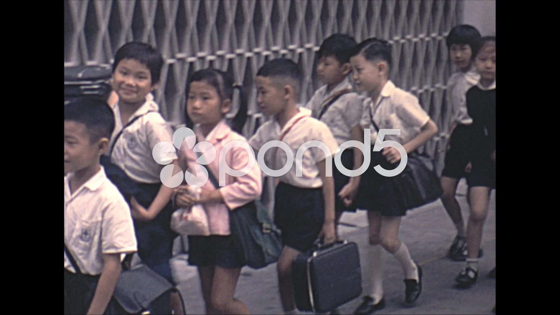 Vintage 16mm film, 1970, Hong Kong, scho, Stock Video